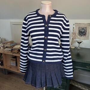 J.Crew striped navy / white cotton cardigan.